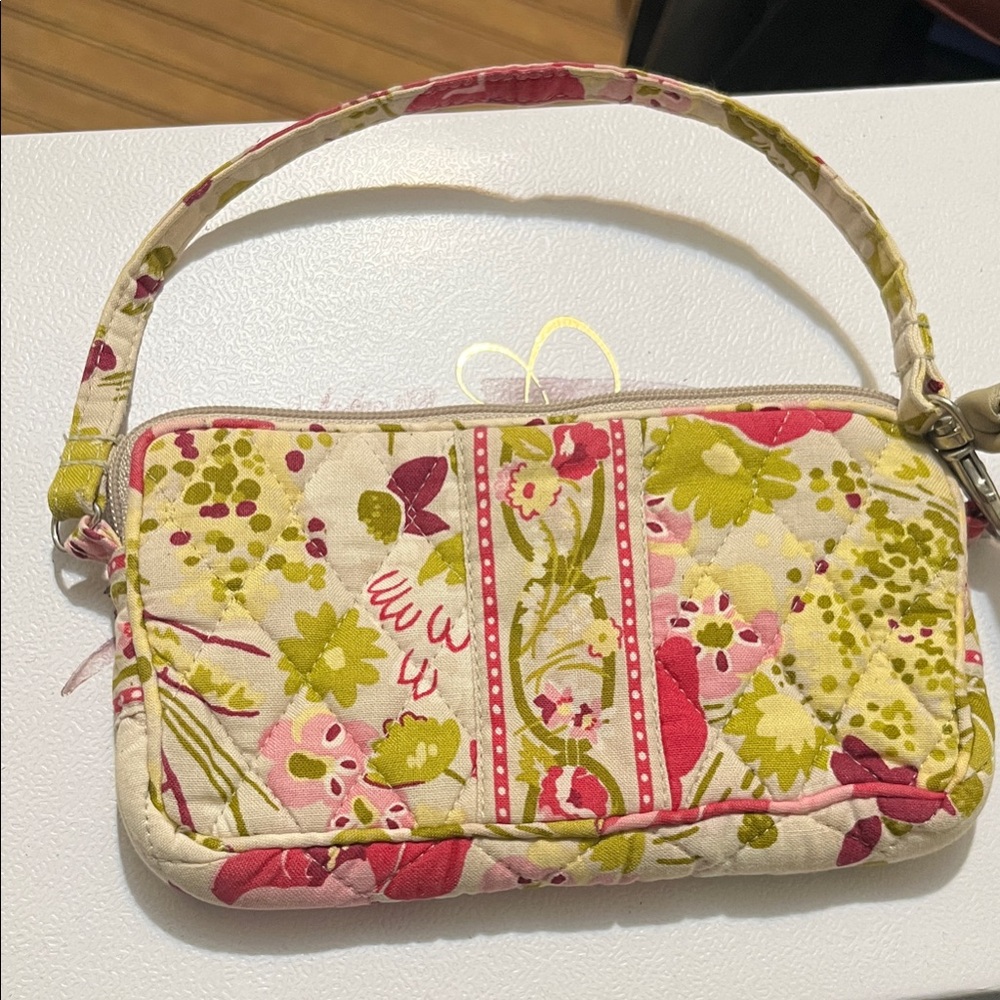 Vera Bradley Pink and Green Floral Wristlet